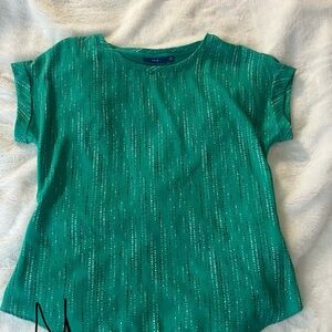 Green Short Sleeve Top with White Accents
